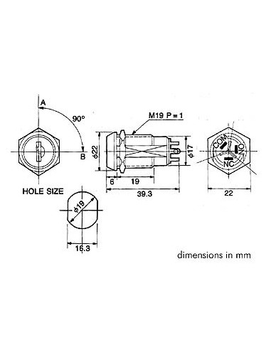KEY SWITCH 1P ON-ON (SPDT)