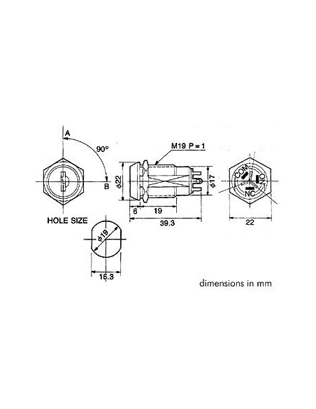 KEY SWITCH 1P ON-ON (SPDT)