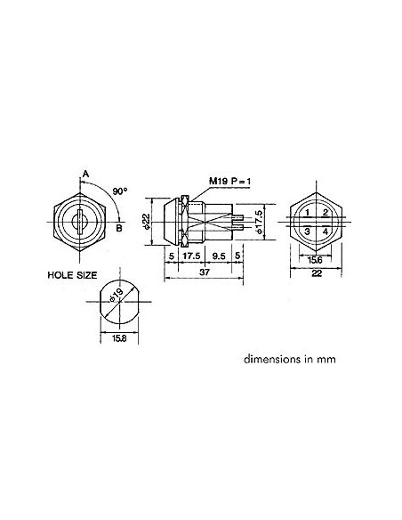 SLEUTELSCHAKELAAR 2P OFF-ON (DPST)