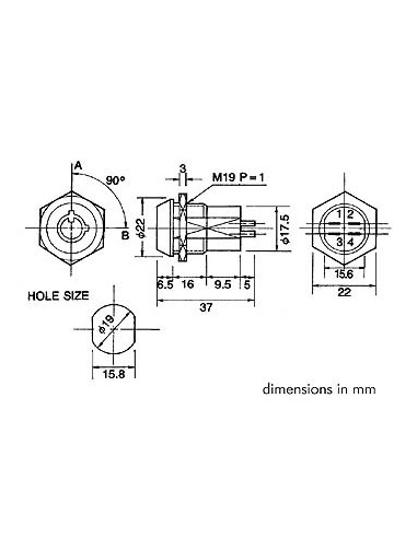 KEY SWITCH 2P ON-OFF (DPST)