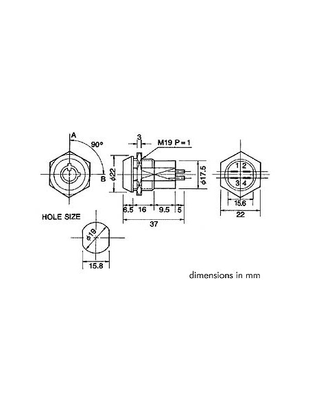 KEY SWITCH 2P ON-OFF (DPST)
