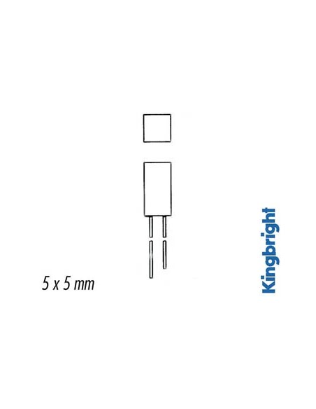 VIERKANTE LED 5 x 5mm ROOD DIFFUUS