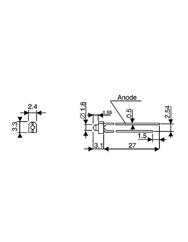 LED - GRÜN DIFFUS - STANDARD - 1.8 mm