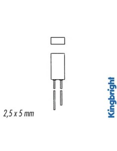 L-383 SRDT LED 5mm ROUGE DIFF. 80mcd RECTANGULAIRE