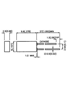 L-383 SRDT LED 5mm ROUGE DIFF. 80mcd RECTANGULAIRE 2