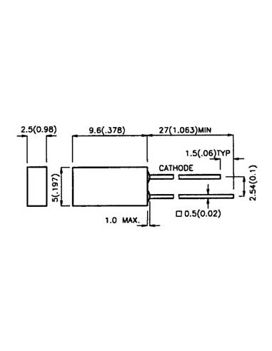 L-383 SRDT LED 5mm ROUGE DIFF. 80mcd RECTANGULAIRE