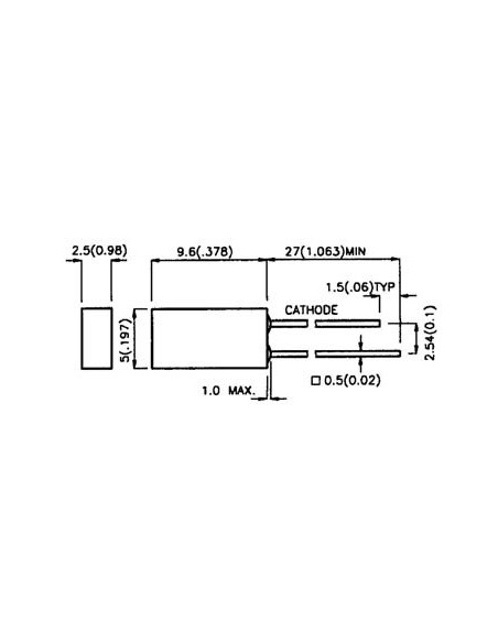 L-383 SRDT LED 5mm ROUGE DIFF. 80mcd RECTANGULAIRE
