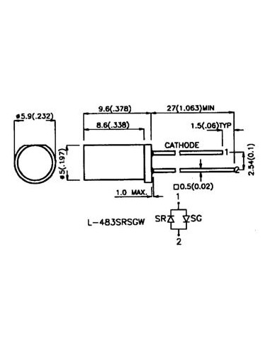 LED - ROT DIFFUS - FLACH - 5 mm