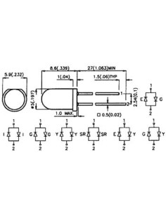 TWEEKLEURIGE BIPOLAIRE LED 5mm GROEN/GEEL WIT DIFFUUS 2