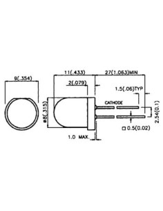 SUPERFELLE 8mm LED ROOD DIFFUUS 100mcd 2