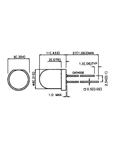 8mm SUPER BRIGHT LED LAMP RED DIFFUSED 100mcd