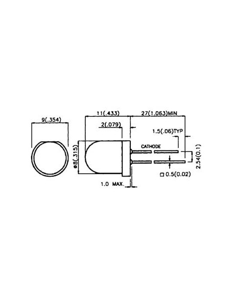 LED SUPERLUMINEUSE ROUGE DIFFUSANTE 8mm 100mcd