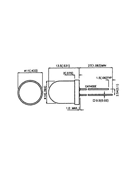 LED SUPERLUMINEUSE ROUGE DIFFUSANTE 10mm 100mcd