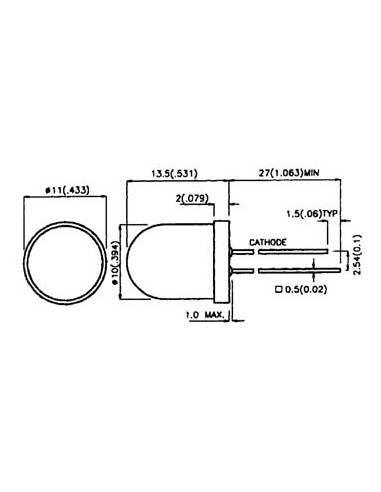 LED SUPERLUMINEUSE ROUGE TRANSPARENTE 10mm 200mcd