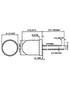 10mm SUPER BRIGHT LED LAMP RED DIFFUSED 200mcd 2