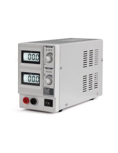 DC LAB POWER SUPPLY 0-15 VDC / 0-3 A MAX WITH DUAL LCD DISPLAY