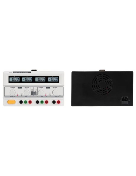 DOUBLE ALIMENTATION DE LABORATOIRE 2 x 0-30 VCC / 0-3 A + 5 VCC fixe 3 A MAX / AVEC 4 AFFICHEURS LCD
