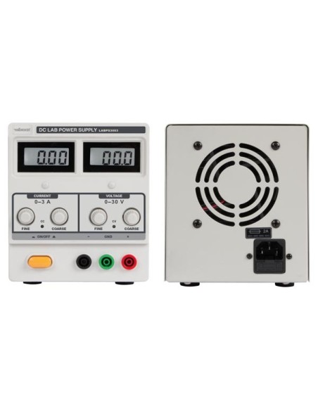 DC-LABORNETZGERÄT 0-30 VDC / 0-3 A MAX. MIT 2 LCD-DISPLAYS