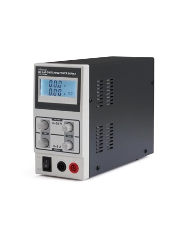 SCHAKELENDE DC-LABOVOEDING 0-30 VDC / 0-3 A MAX MET LCD-SCHERM