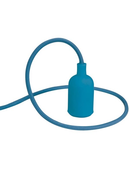 DESIGN PENDANT LAMPHOLDER WITH FABRIC CORD - BLUE