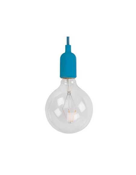 DESIGN PENDANT LAMPHOLDER WITH FABRIC CORD - BLUE