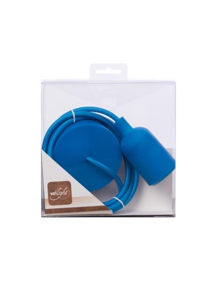 DESIGN LAMPHOUDER MET TEXTIELKABEL - BLAUW