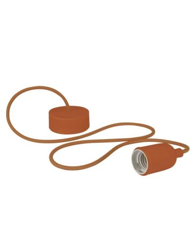 DESIGN PENDANT LAMPHOLDER WITH FABRIC CORD - BROWN