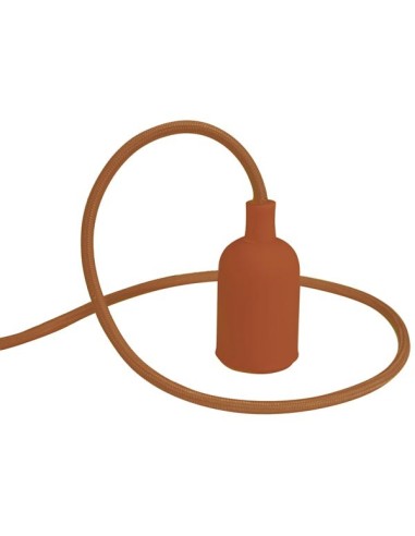 DESIGN PENDANT LAMPHOLDER WITH FABRIC CORD - BROWN