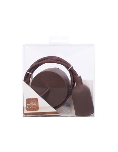 DESIGN-PENDELLEUCHTE MIT TEXTILKABEL - BRAUN