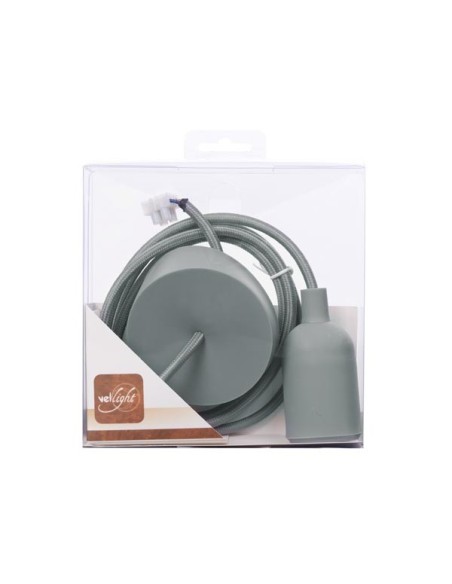 DESIGN PENDANT LAMPHOLDER WITH FABRIC CORD - GREY
