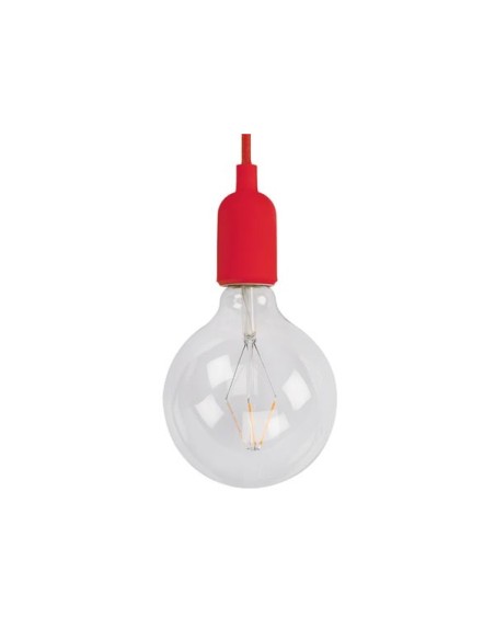 DESIGN PENDANT LAMPHOLDER WITH FABRIC CORD - RED