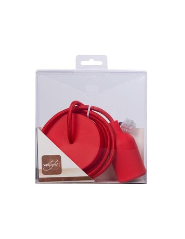 DESIGN LAMPHOUDER MET TEXTIELKABEL - ROOD