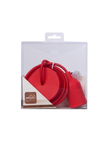 DESIGN-PENDELLEUCHTE MIT TEXTILKABEL - ROT