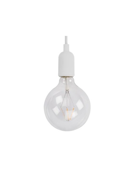 DESIGN PENDANT LAMPHOLDER WITH FABRIC CORD - WHITE