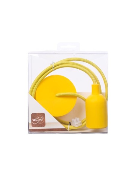 DESIGN PENDANT LAMPHOLDER WITH FABRIC CORD - YELLOW