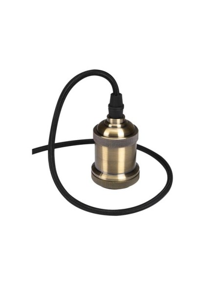 DESIGN-PENDELLEUCHTE MIT TEXTILKABEL - IM RETRO-STIL - BRONZE