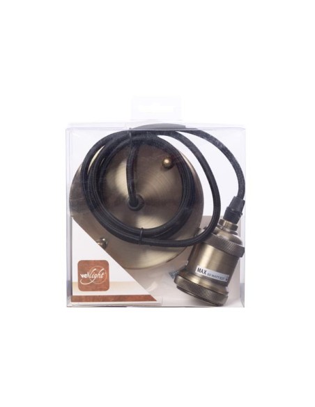 RETRO PENDANT LAMPHOLDER WITH FABRIC CORD - BRONZE FINISH