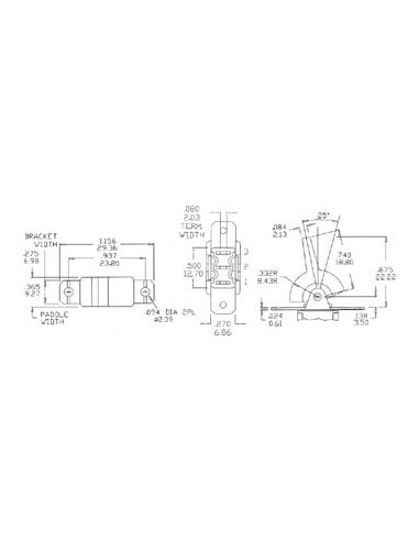 VERTICALE PADDLE SCHAKELAAR VOOR PCB SPDT ON-(ON)