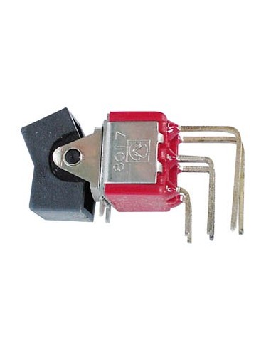 90° VERTICAL PCB ROCKER SWITCH DPDT (ON)-OFF-(ON)