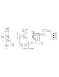 90° VERTICAL TOGGLE SWITCH SPDT ON-ON 2
