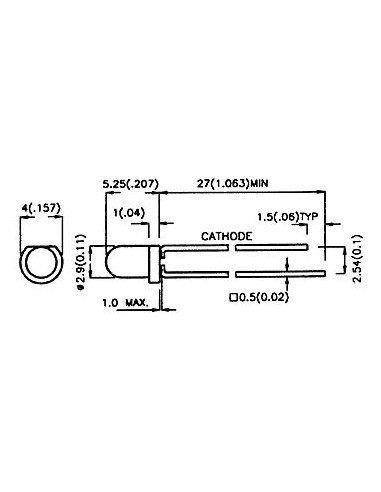 LED 3mm RED DIFFUSED -  8mcd