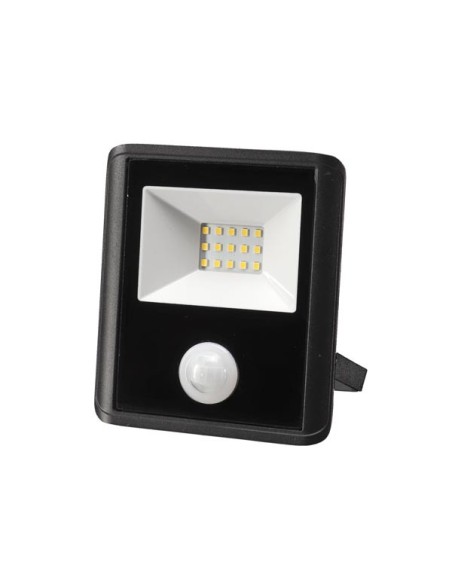 LED-AUßENSTRAHLER - 10 W - NEUTRALWEIß - SCHWARZES GEHÄUSE - PIR-BEWEGUNGSMELDER