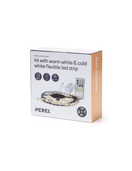 KIT RUBAN À LED FLEXIBLE AVEC CONTRÔLEUR ET ALIMENTATION - BLANC CHAUD & BLANC NEUTRE - 300 LED - 5 m - 12 VCC