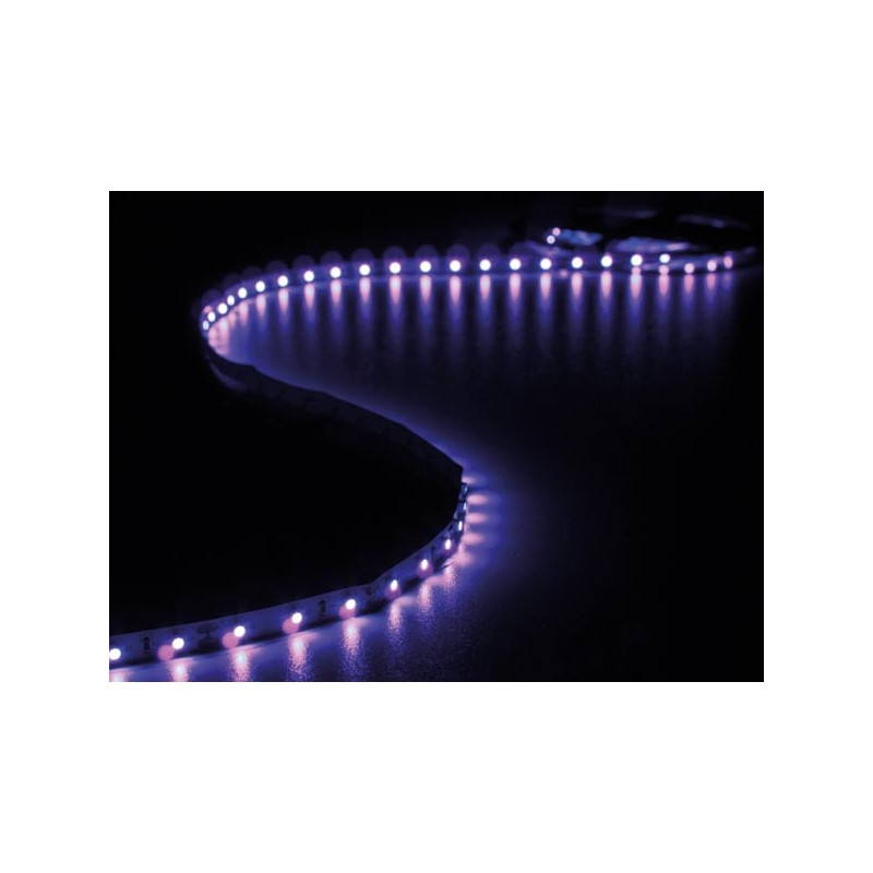KIT WITH FLEXIBLE LED STRIP AND POWER SUPPLY - ULTRAVIOLET - 300 LEDs - 5 m - 12 VDC- NO COATING