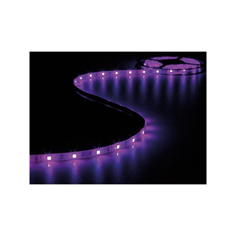 SET MIT FLEXIBLEM LED-STREIFEN, CONTROLLER UND NETZTEIL - RGB - 150 LEDs - 5 m - 12 VDC - OHNE BESCHICHTUNG