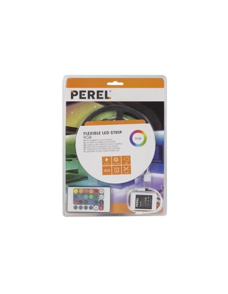 SET MIT FLEXIBLEM LED-STREIFEN, CONTROLLER UND NETZTEIL - RGB - 150 LEDs - 5 m - 12 VDC - OHNE BESCHICHTUNG