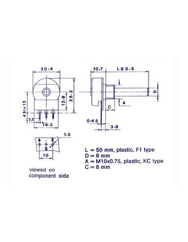 POTMETER MONO LIN 2M2