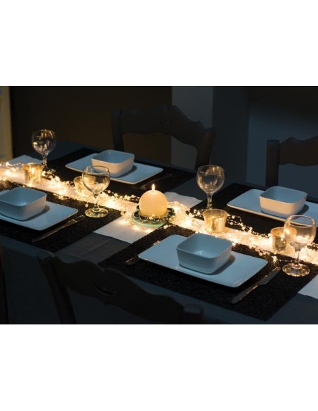 Microlight LED - 3 x 6 m - 180 warm white lamps - transparent wire - 7.5 V