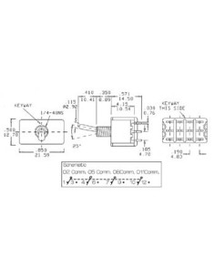 VERTICAL TOGGLE SWITCH 4PDT ON-ON - PCB TYPE 2