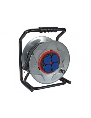 PROFESSIONAL NEOPRENE CABLE REEL WITH ANTI-TWIST SYSTEM - 25 m - 3G2.5 - 4 SOCKETS - GERMAN SOCKET